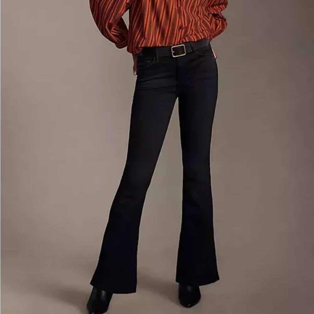 MOTHER Weekender black flare stretch denim jean pants